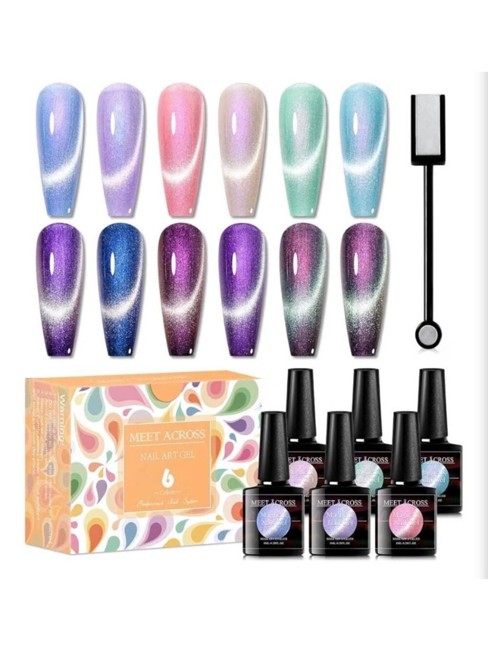 NEW 6-Colour Mermaid Magnetic Cat Eye Nail Gel Set